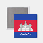 Kambodscha-Flagge/Asien-Urlaub/Sportfans Magnet (Vorderseite/Rückseite)