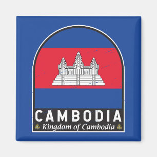 Kambodscha-Flagge Emblem abgenutzt Vintage Magnet