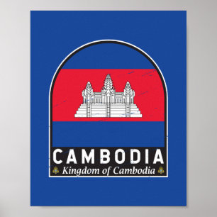 Kambodscha-Flagge-Emblem abgenutzt Vintage Poster