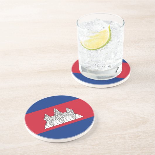 Kambodscha-Flagge Getränkeuntersetzer (Seite)