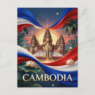 KAMBODSCHA Flagge Heritage Reise Postkarte