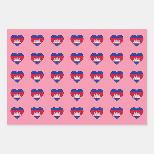 Kambodscha-Flagge, Herz- und Kambodschanisches Mod Geschenkpapier Set (Vorderseite 2)