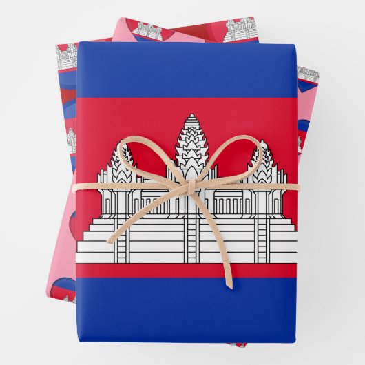 Kambodscha-Flagge, Herz- und Kambodschanisches Mod Geschenkpapier Set (Beispiel)
