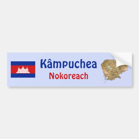 Kambodscha Flagge + Karte Autoaufkleber (Vorne)