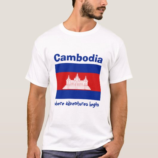 Kambodscha-Flagge + Karte + Text-T - Shirt (Vorderseite)