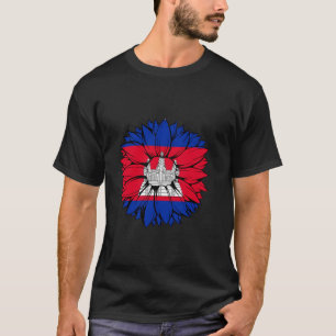 Kambodscha-Flagge Sonnenblume kambodschanischer St T-Shirt