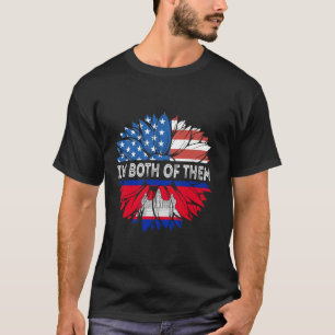 Kambodscha-Flagge USA Sonnenblume Ich bin beide Ka T-Shirt