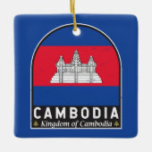 Kambodscha-FlaggenEmblem erschüttert Vintag Keramikornament (Vorderseite)