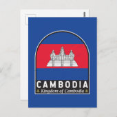 Kambodscha-FlaggenEmblem erschüttert Vintag Postkarte (Vorne/Hinten)