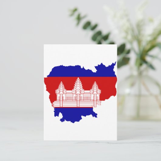 Kambodscha Flaggenplan KH Postkarte (Stehend Vorderseite)