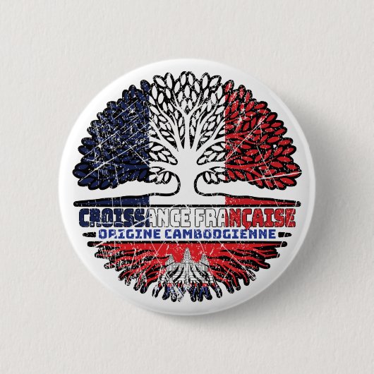 Kambodscha, Frankreich, Tree Roots Flag Button (Vorderseite)