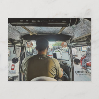 Kambodscha In einem Tuk Tuk, individualisierbare D Postkarte