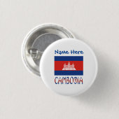 Kambodscha Kambodscha Flaggenblau Personalisiert Button (Vorne & Hinten)