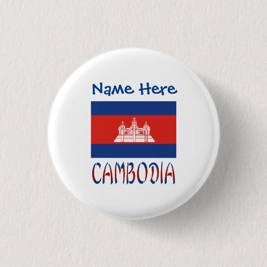 Kambodscha Kambodscha Flaggenblau Personalisiert Button (Vorderseite)