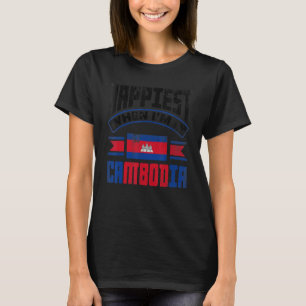 Kambodscha - Kambodschanische Flagge am glücklichs T-Shirt