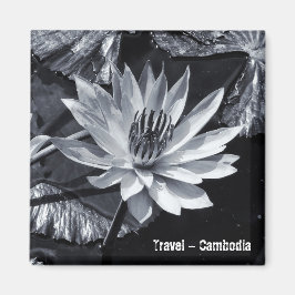 Kambodscha - Lotus Blume BW (Kühlschrankmagnet) Magnet