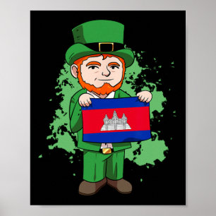 Kambodscha Proud Kambodschanische Flagge St. Patri Poster
