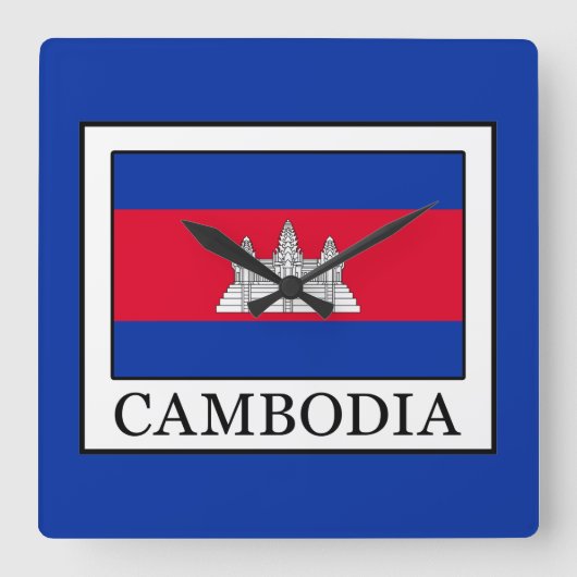 Kambodscha Quadratische Wanduhr (Vorderseite)