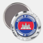 Kambodscha-RundEmblem Magnet (Vorderseite/Rückseite)