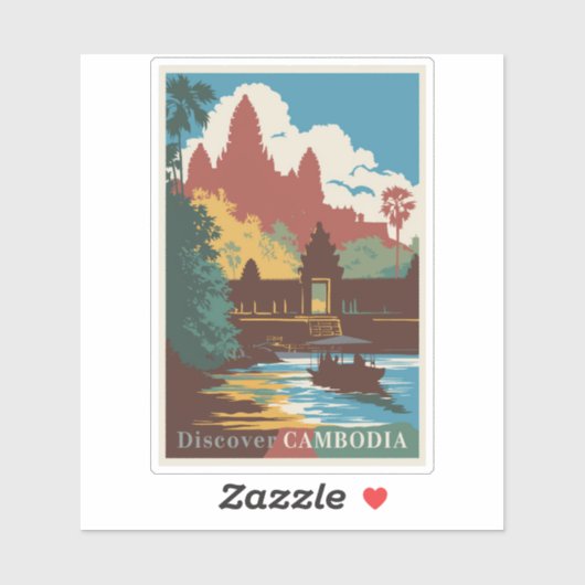 Kambodscha Temple Illustration Kunst, Dichtung und Aufkleber (Blatt)