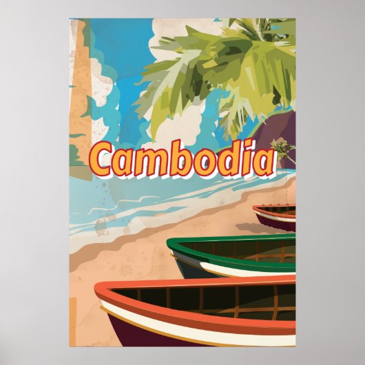 Kambodscha Vintage Reiseplakat Poster (Vorne)