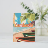 Kambodscha Vintage Reiseplakat Postkarte (Stehend Vorderseite)