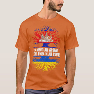 Kambodschaner mit ukrainischer Roots-Flagge wachse T-Shirt