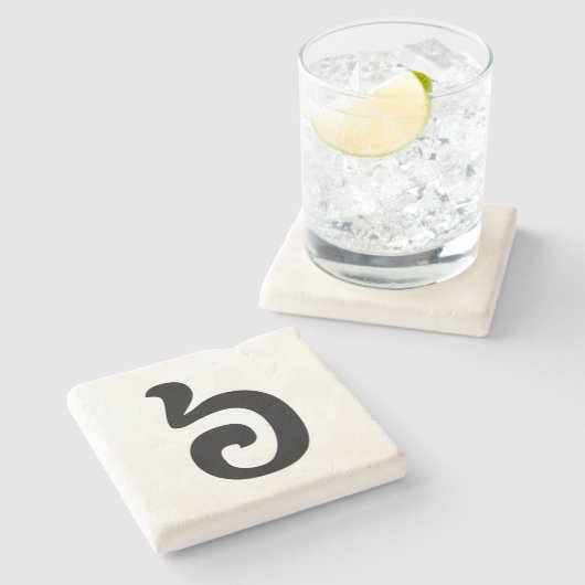 Kambodschanisch Nummer 6 / Sechs / ៦ (Pram Mulah)  Steinuntersetzer (Seitenansicht)