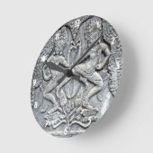 Kambodschanische Tänzer Steinschnitzuhr Runde Wanduhr (Winkel)