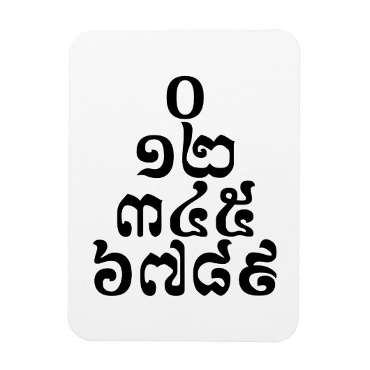 Kambodschanische Zahlen Pyramide - 0 12 345 6789 K Magnet (Vertikal)