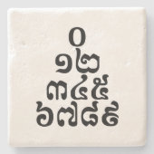 Kambodschanische Zahlen Pyramide - 0 12 345 6789 K Steinuntersetzer (Vorderseite)