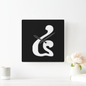 Kambodschanisches Skript Nummer 4 / Vier / ៤ (Buen Quadratische Wanduhr (Zuhause)