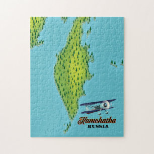 Kamchatka-Halbinsel Russland Reisekarte. Puzzle