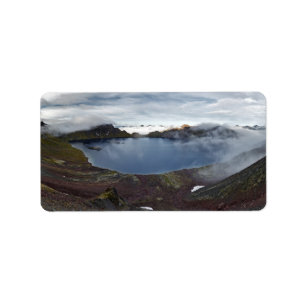 Kamchatka-Panoramaansicht von Kratersee des Adressaufkleber