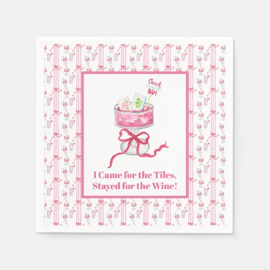 Kame für die Tiles, Bleibe für Wine Mahjong Funny Serviette (Vorderseite)
