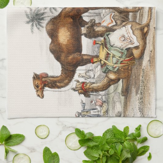 Kamel, arabisches Kamel oder Dromedar Geschirrtuch (Gefaltet)