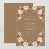 Kamel Boho Blumen Hochzeit im Herbst Einladung (Vorne/Hinten)