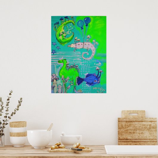 Kamel, Chamäleon, Mond Poster (Küche)