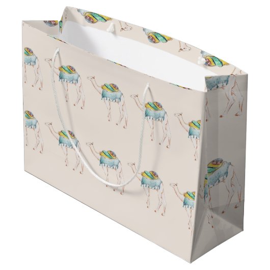 Kamel-Geschenk-Tasche Große Geschenktüte (Rückseite Schrägansicht)