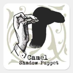 Kamel-Handpuppen-Schatten-Spiele Vintage Quadratischer Aufkleber