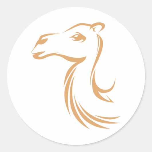 Kamel im Swish Zeichnend Stil Runder Aufkleber (Vorderseite)