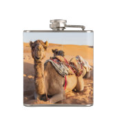 Kamel in der Oman-Wüste Flachmann (Rückseite)
