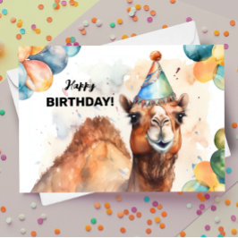 Kamel mit Balloons und Party Happy Birthday Karte