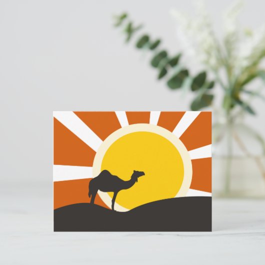 Kamel mit Sonnenuntergang Postkarte (Stehend Vorderseite)