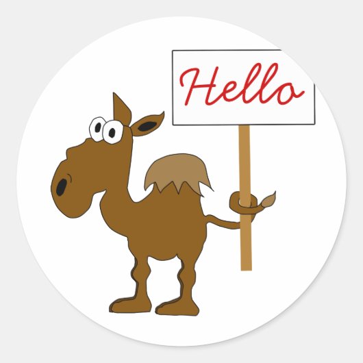 Kamel mit Unterschrift Runder Aufkleber (Vorderseite)