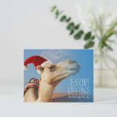 Kamel mit Weihnachtsmütze Feiertagspostkarte (Stehend Vorderseite)