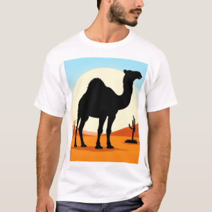 Kamel-Silhouette in der Wüsten-Sonnenuntergangslan T-Shirt