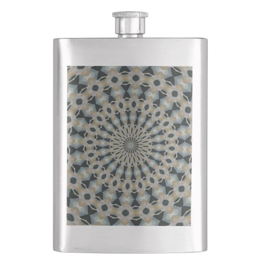 Kamel und aquamarines Kaleidoskop Flachmann (Vorderseite)