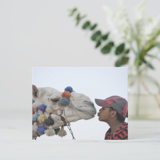 Kamel und Junge Postkarte (Stehend Vorderseite)