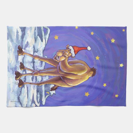 Kamel-Weihnachten Geschirrtuch (Horizontal)
